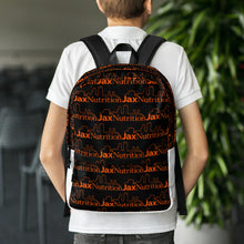 Load image into Gallery viewer, Jax Nutrition Orange Logo Everywhere Black Backpack