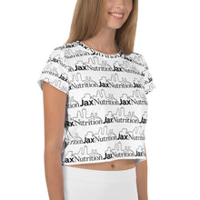 Load image into Gallery viewer, Jax Nutrition Black Logo Everywhere All-Over Print Crop Tee