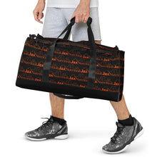Load image into Gallery viewer, Jax Nutrition Orange Logo Everywhere on Black Duffle bag