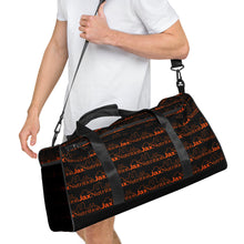 Load image into Gallery viewer, Jax Nutrition Orange Logo Everywhere on Black Duffle bag