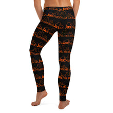 Load image into Gallery viewer, Jax Nutrition Orange Logo Everywhere on Black Leggings