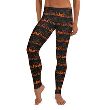 Load image into Gallery viewer, Jax Nutrition Orange Logo Everywhere on Black Leggings