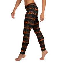 Load image into Gallery viewer, Jax Nutrition Orange Logo Everywhere on Black Leggings