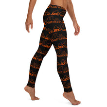 Load image into Gallery viewer, Jax Nutrition Orange Logo Everywhere on Black Leggings