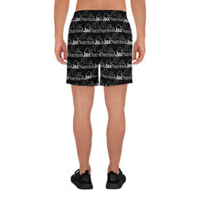 Load image into Gallery viewer, Jacx White Logo Everywhere on Black Men's Athletic Long Shorts