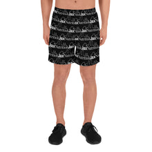 Load image into Gallery viewer, Jacx White Logo Everywhere on Black Men's Athletic Long Shorts