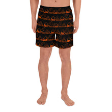 Load image into Gallery viewer, Jax Nutrition Orange Logo Everywhere on Black Men's Athletic Long Shorts