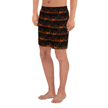 Load image into Gallery viewer, Jax Nutrition Orange Logo Everywhere on Black Men's Athletic Long Shorts