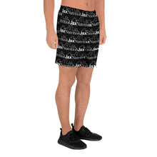 Load image into Gallery viewer, Jacx White Logo Everywhere on Black Men's Athletic Long Shorts