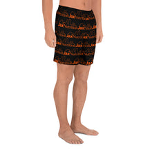 Load image into Gallery viewer, Jax Nutrition Orange Logo Everywhere on Black Men's Athletic Long Shorts