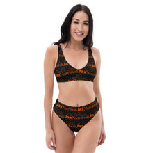 Load image into Gallery viewer, Jax Nutrition Orange Logo Everywhere on Black Recycled high-waisted bikini