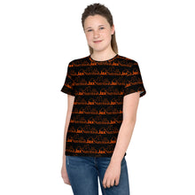Load image into Gallery viewer, Jax Nutrition Orange Logo Everywhere Youth crew neck black t-shirt