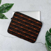 Load image into Gallery viewer, Jax Nutrition Orange Logo Everywhere Black Laptop Sleeve