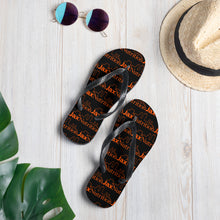 Load image into Gallery viewer, Jax Nutrition Orange Logo Everywhere Black Flip-Flops
