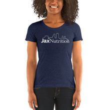 Load image into Gallery viewer, Jax Nutrition White Logo Ladies short sleeve t-shirt (Bella + Canvas 8413)