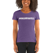 Load image into Gallery viewer, Jax Nutrition White #fueledbyjax Ladies' short sleeve Tri-Blend Tee (Bella + Canvas 8413)