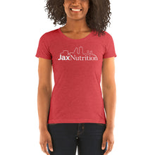 Load image into Gallery viewer, Jax Nutrition White Logo Ladies short sleeve t-shirt (Bella + Canvas 8413)