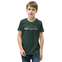 Load image into Gallery viewer, Jax Nutrition White Logo Youth Short Sleeve T-Shirt ( Bella + Canvas 3001Y)