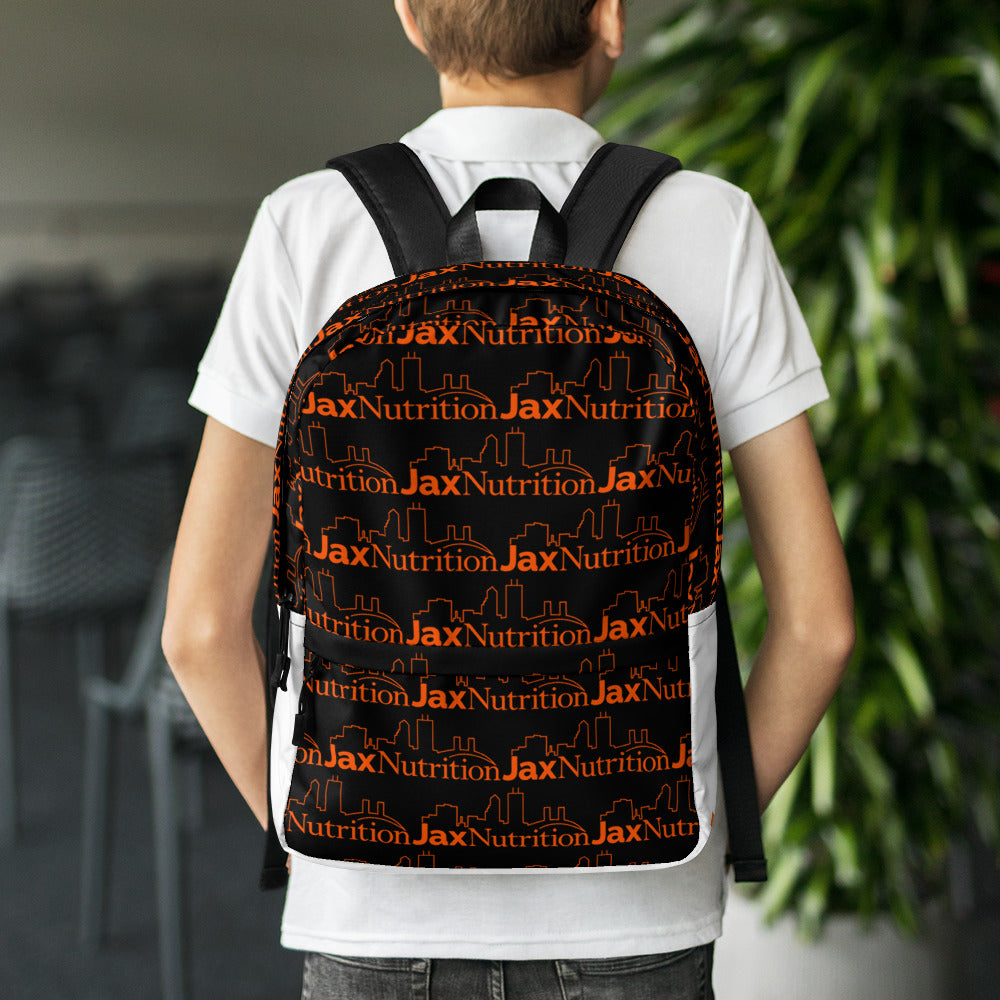 Jax Nutrition Orange Logo Everywhere Black Backpack