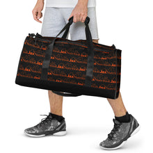 Load image into Gallery viewer, Jax Nutrition Orange Logo Everywhere on Black Duffle bag
