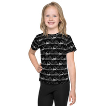 Load image into Gallery viewer, Jax Nutrition White Logo Everywhere Kids Black crew neck t-shirt
