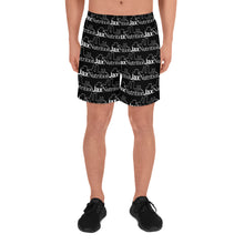 Load image into Gallery viewer, Jacx White Logo Everywhere on Black Men&#39;s Athletic Long Shorts
