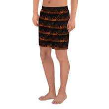 Load image into Gallery viewer, Jax Nutrition Orange Logo Everywhere on Black Men&#39;s Athletic Long Shorts
