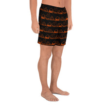 Load image into Gallery viewer, Jax Nutrition Orange Logo Everywhere on Black Men&#39;s Athletic Long Shorts

