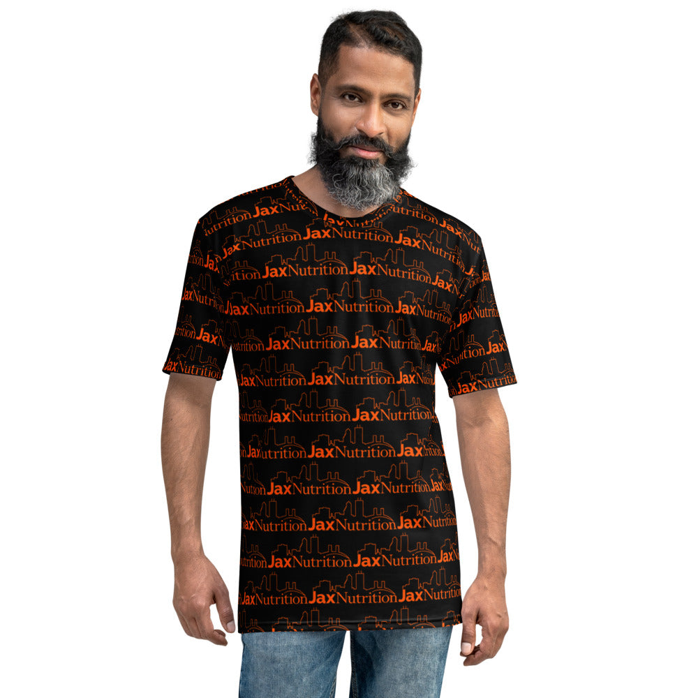 Jax Nutrition Orange Logo Everywhere on Men's Black T-shirt