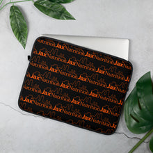 Load image into Gallery viewer, Jax Nutrition Orange Logo Everywhere Black Laptop Sleeve
