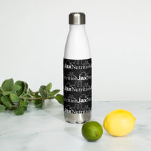 Load image into Gallery viewer, Jax Nutrition White Logo Everywhere on Black Stainless Steel Water Bottle
