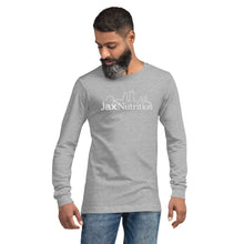 Load image into Gallery viewer, Jax Nutrition White Logo Unisex Long Sleeve Tee (Bella + Canvas 3501)
