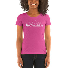 Load image into Gallery viewer, Jax Nutrition White Logo Ladies short sleeve t-shirt (Bella + Canvas 8413)
