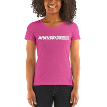 Load image into Gallery viewer, Jax Nutrition White #fueledbyjax Women&#39;s Tri-Blend Tee (Bella + Canvas 8413)
