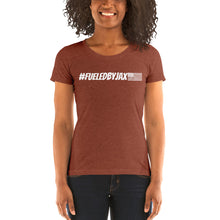 Load image into Gallery viewer, Jax Nutrition White #fueledbyjax Ladies&#39; short sleeve Tri-Blend Tee (Bella + Canvas 8413)
